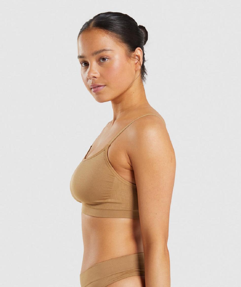 Bralette Gymshark Seamless Scoop Neck Mujer Marrones Claro | CO 2962CTV